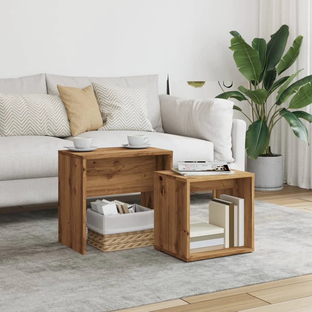 vidaXL Nesting Coffee Tables 2 Piece Set Space Saving Modern Engineered Wood For Small Spaces Living Room by vidaXL