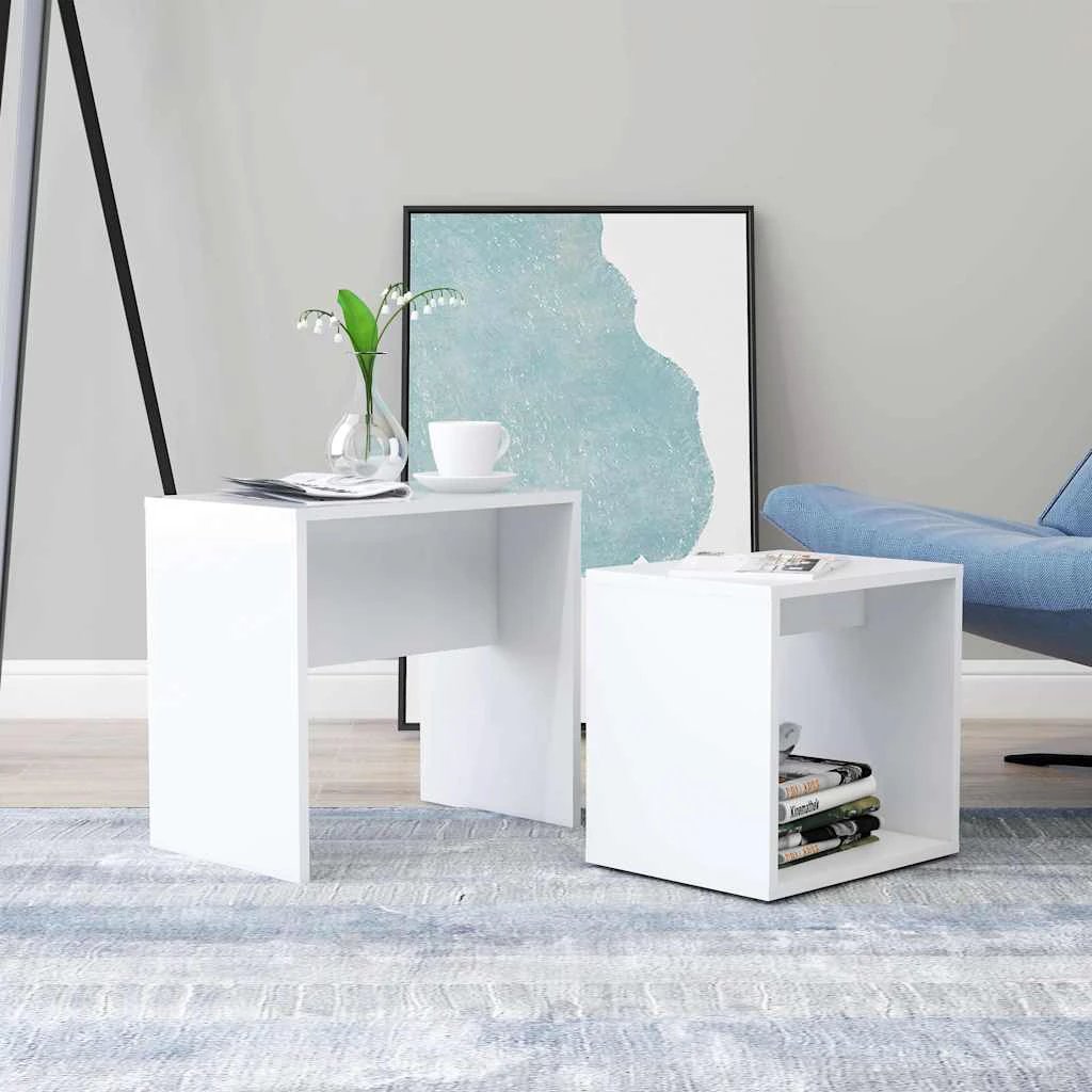 vidaXL Nesting Coffee Tables 2 Piece Set Space Saving Modern Engineered Wood For Small Spaces Living Room by vidaXL