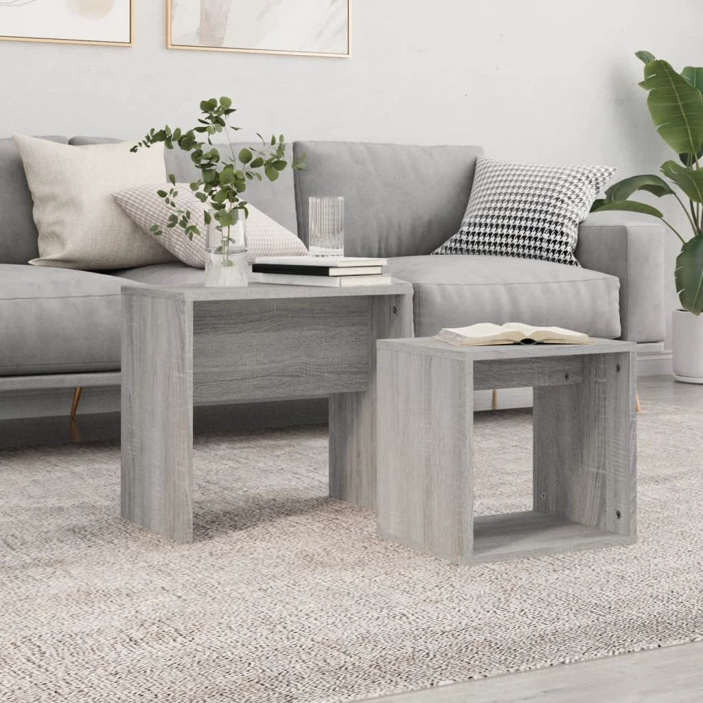vidaXL Nesting Coffee Tables 2 Piece Set Space Saving Modern Engineered Wood For Small Spaces Living Room by vidaXL