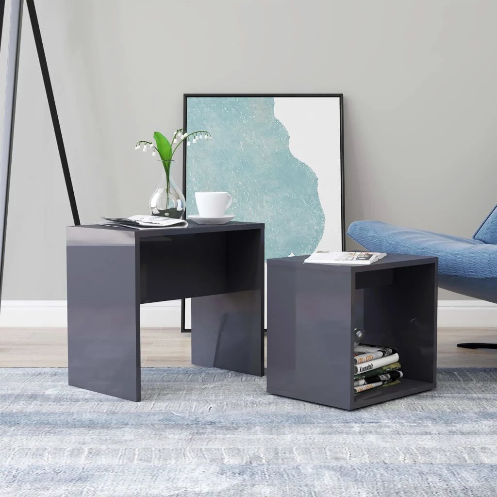 vidaXL Nesting Coffee Tables 2 Piece Set Space Saving Modern Engineered Wood For Small Spaces Living Room by vidaXL