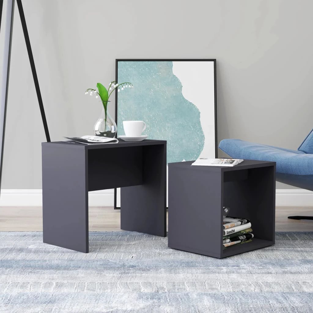vidaXL Nesting Coffee Tables 2 Piece Set Space Saving Modern Engineered Wood For Small Spaces Living Room by vidaXL