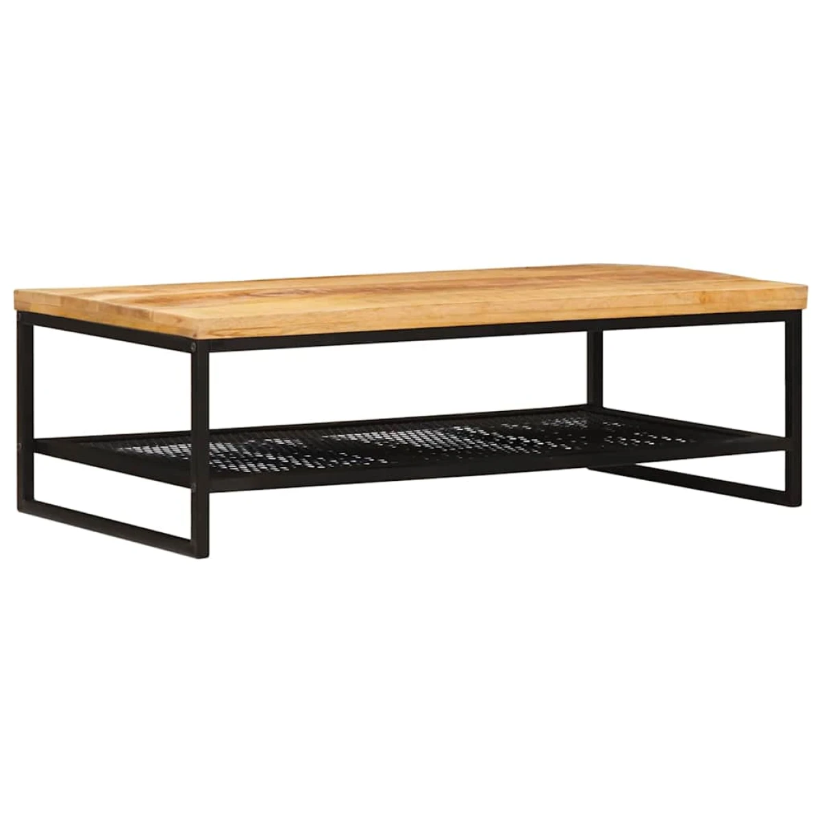 vidaXL vidaXL Coffee Table 110 x 55 x 35 cm Solid Mango Wood Industrial Frame With Mesh Shelf For Living Room - Coffee Table