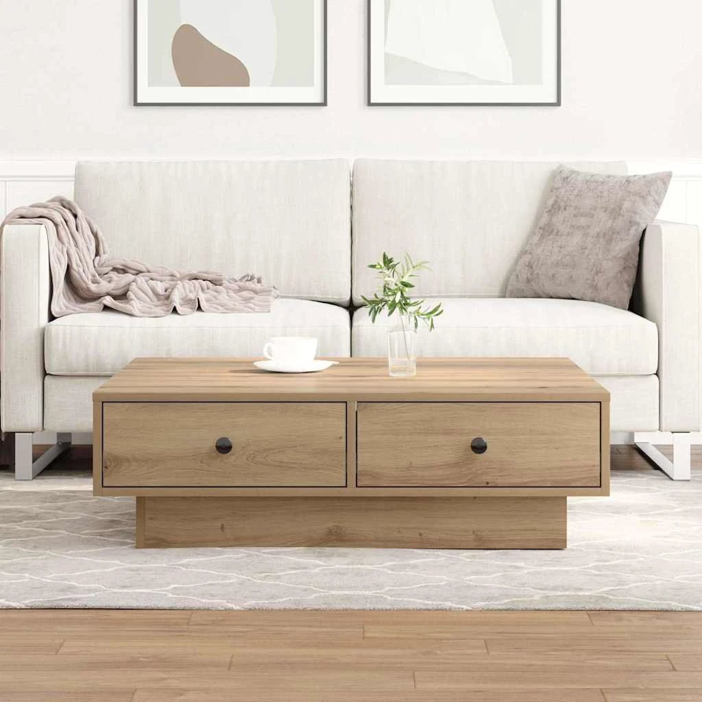 vidaXL vidaXL Coffee Table 90 x 90 x 28 cm Engineered Wood Rustic Finish Living Room - Coffee Table