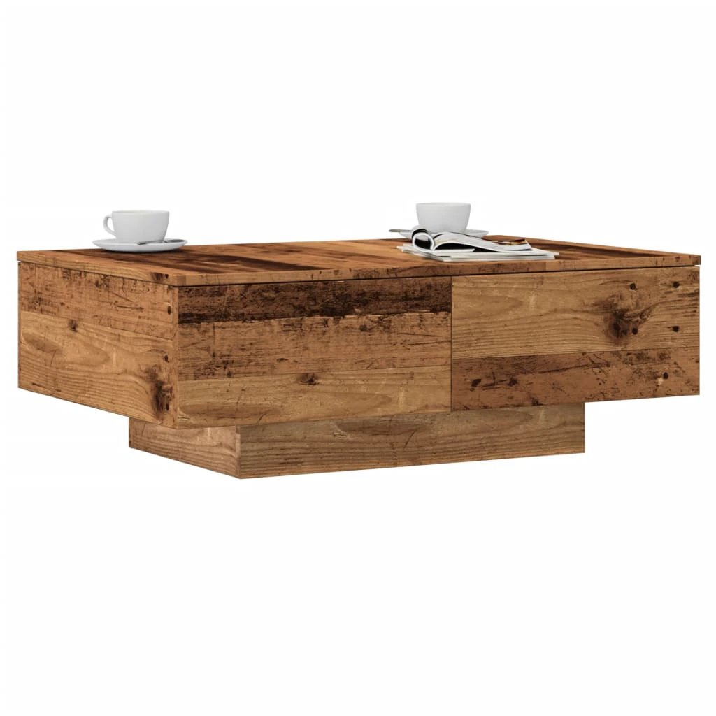 vidaXL Coffee Table 90 x 90 x 28 cm Engineered Wood Rustic Finish Living Room by vidaXL