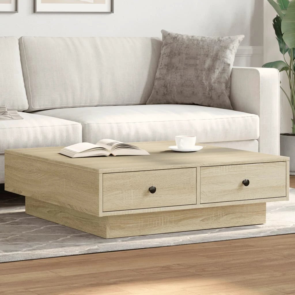 vidaXL Coffee Table 90 x 90 x 28 cm Engineered Wood Rustic Finish Living Room by vidaXL