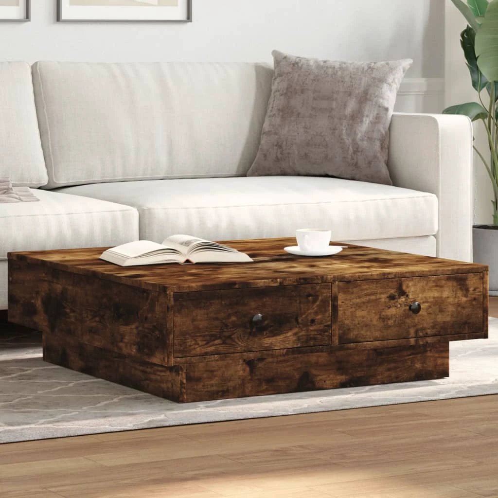 vidaXL Coffee Table 90 x 90 x 28 cm Engineered Wood Rustic Finish Living Room by vidaXL