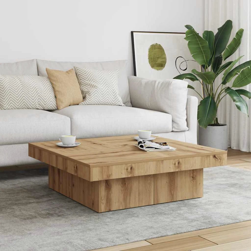 vidaXL Coffee Table Black Oak 90x90x28 cm Engineered Wood Living Room Centerpiece by vidaXL