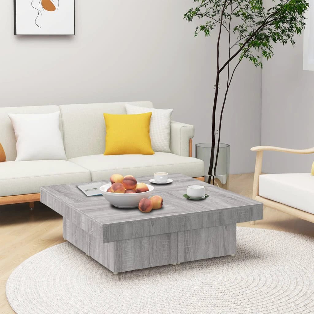 vidaXL Coffee Table Black Oak 90x90x28 cm Engineered Wood Living Room Centerpiece by vidaXL