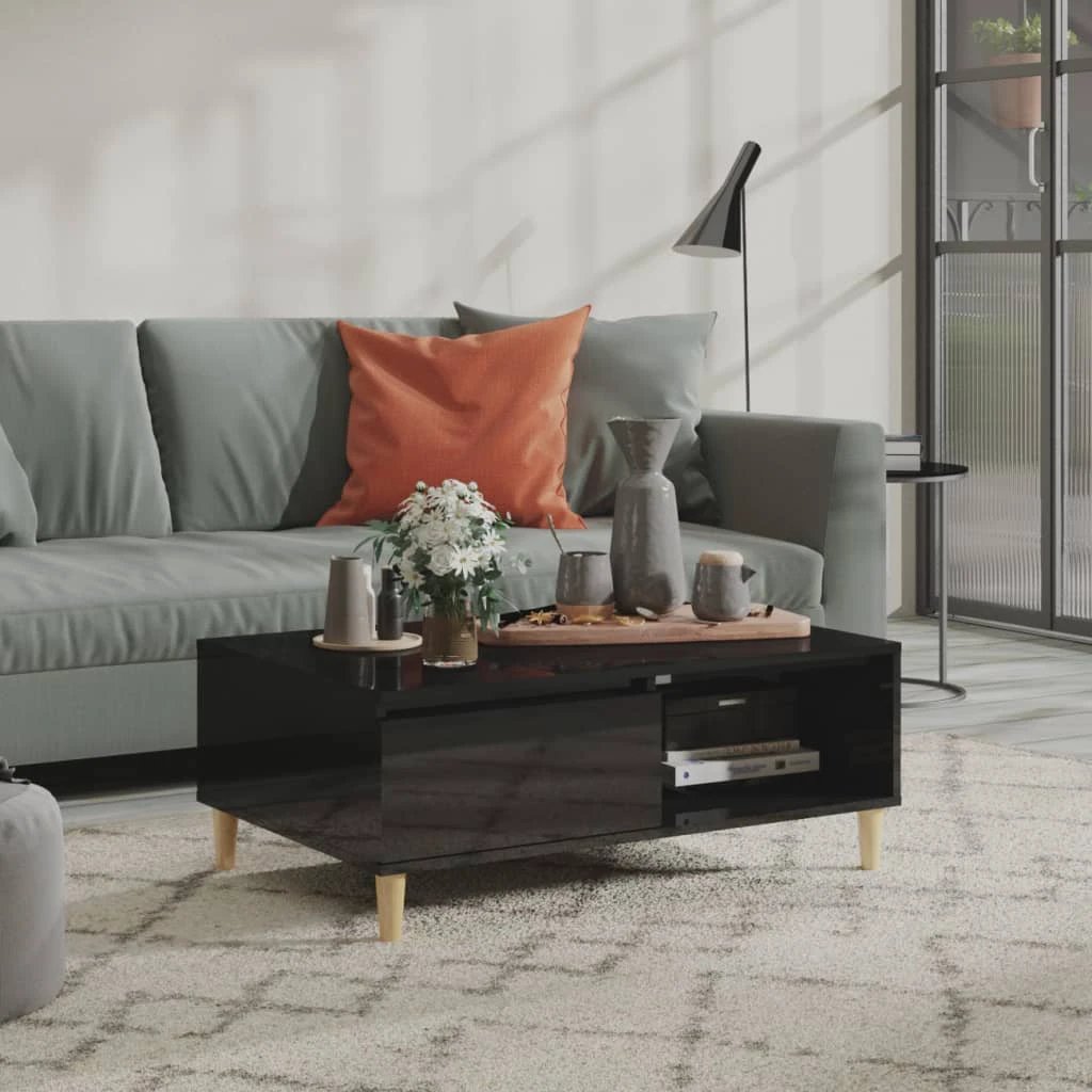 vidaXL VidaXL Coffee Table 90x60x35 cm Oak Brown With Storage Shelf Scandinavian Charm Living Room - Coffee Table