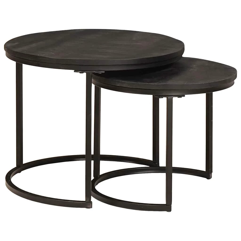 vidaXL Nesting Tables 3-Pc Mango Wood Steel by vidaXL