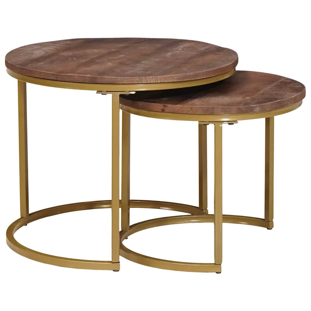 vidaXL vidaXL Nesting Tables 3-Pc Mango Wood Steel - Coffee Table