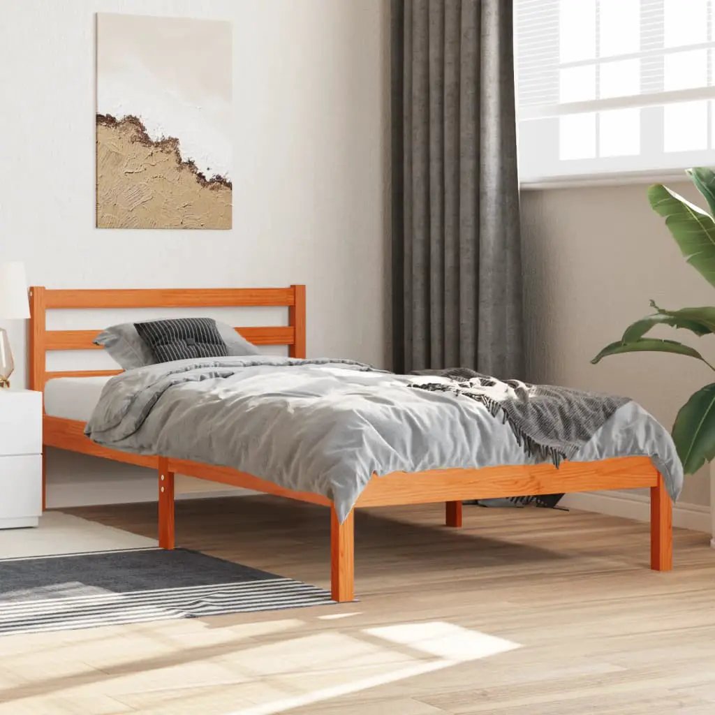 vidaXL vidaXL Bed Frame Brown 215.5 x 85.5 x 69.5 cm Solid Pine Wood - Bed Frames