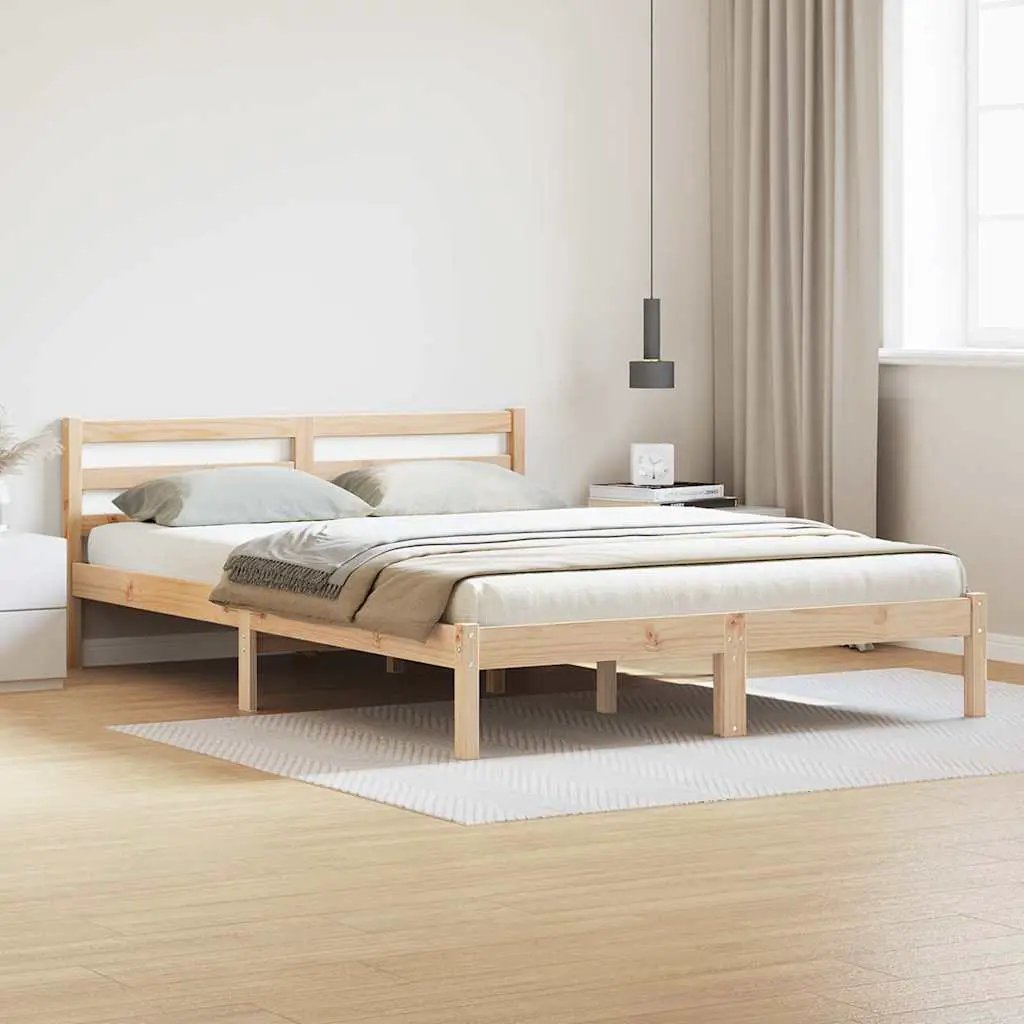 vidaXL vidaXL Bed Frame Brown 215.5 x 85.5 x 69.5 cm Solid Pine Wood - Bed Frames