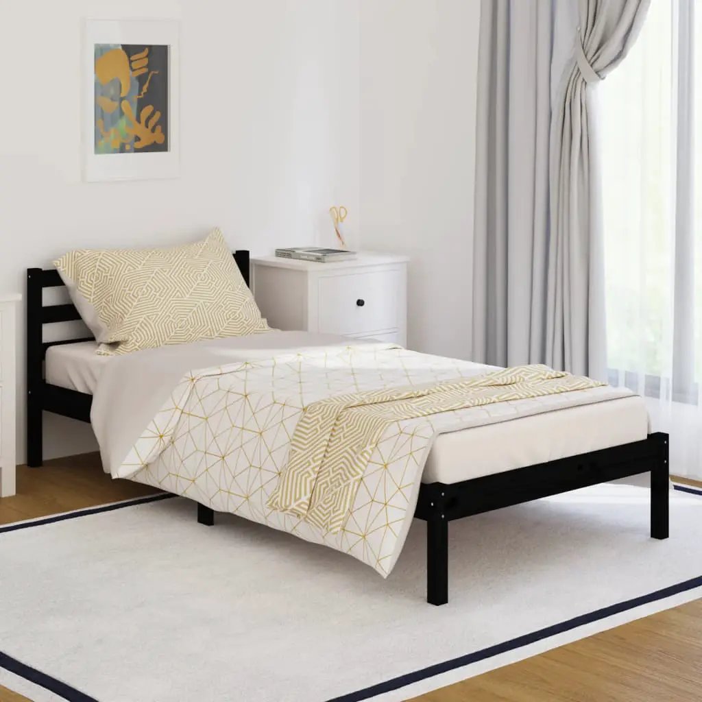 vidaXL vidaXL Bed Frame Brown 215.5 x 85.5 x 69.5 cm Solid Pine Wood - Bed Frames