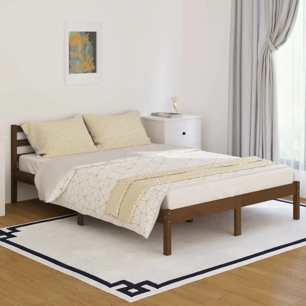 vidaXL vidaXL Bed Frame Brown 215.5 x 85.5 x 69.5 cm Solid Pine Wood - Bed Frames