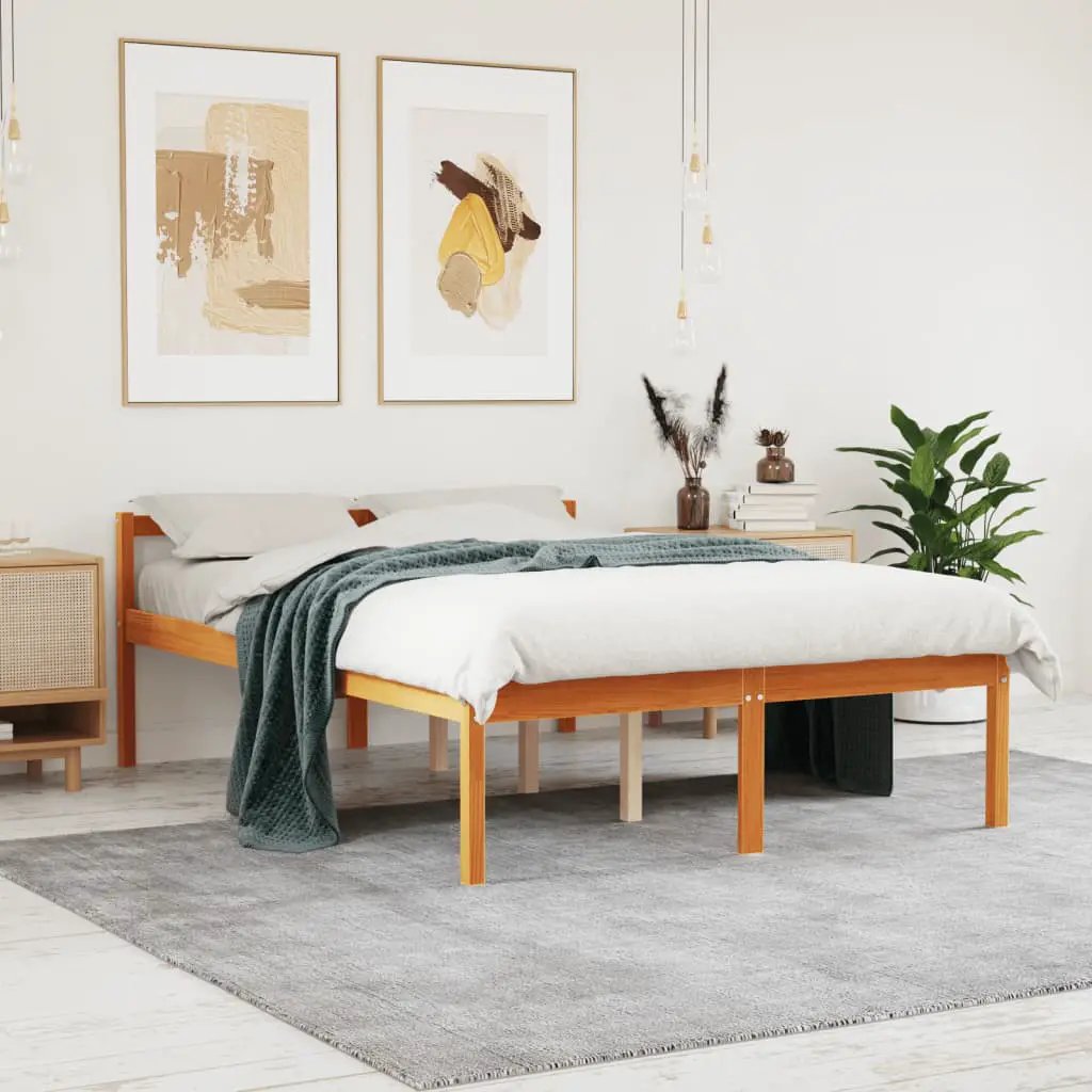 vidaXL vidaXL Senior Bed without Mattress Wax Brown 75x190 cm Small Single Solid Wood Pine - Bed Frames