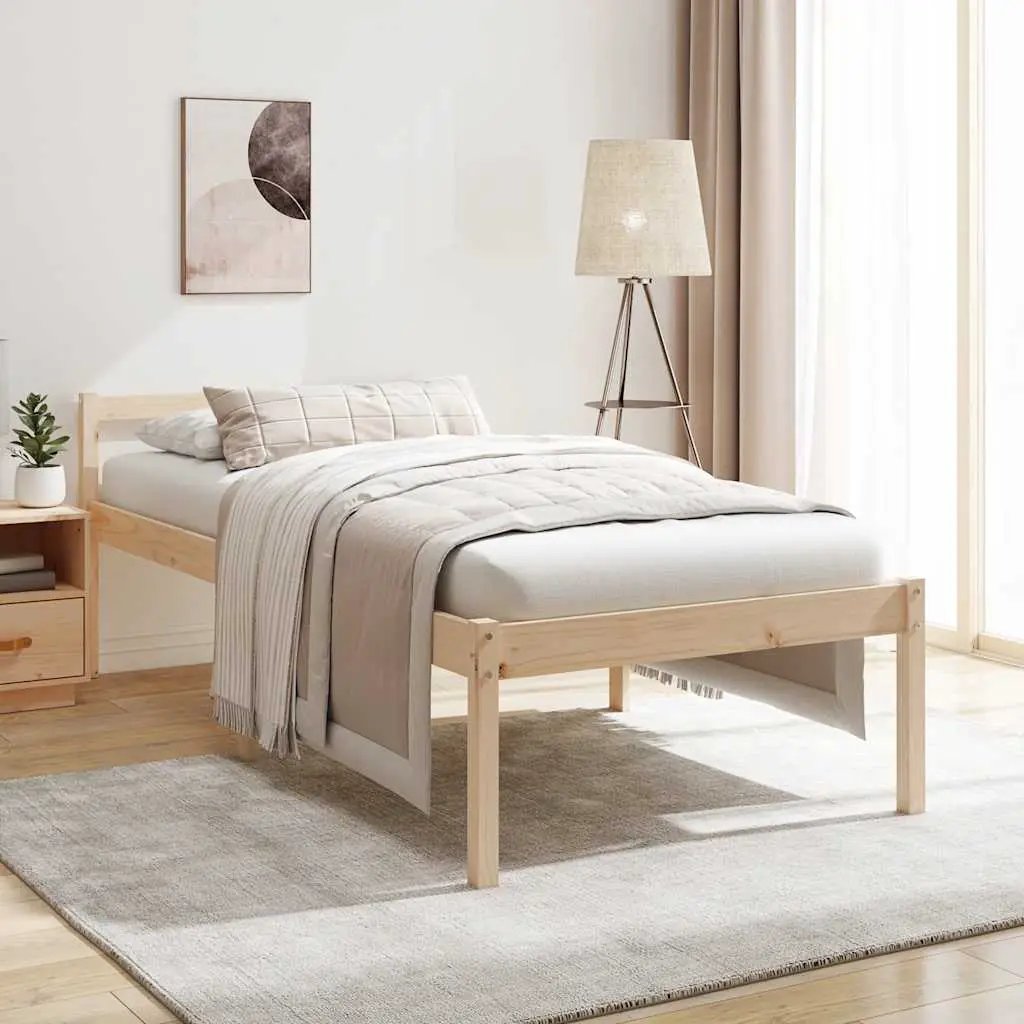 vidaXL vidaXL Senior Bed without Mattress Wax Brown 75x190 cm Small Single Solid Wood Pine - Bed Frames