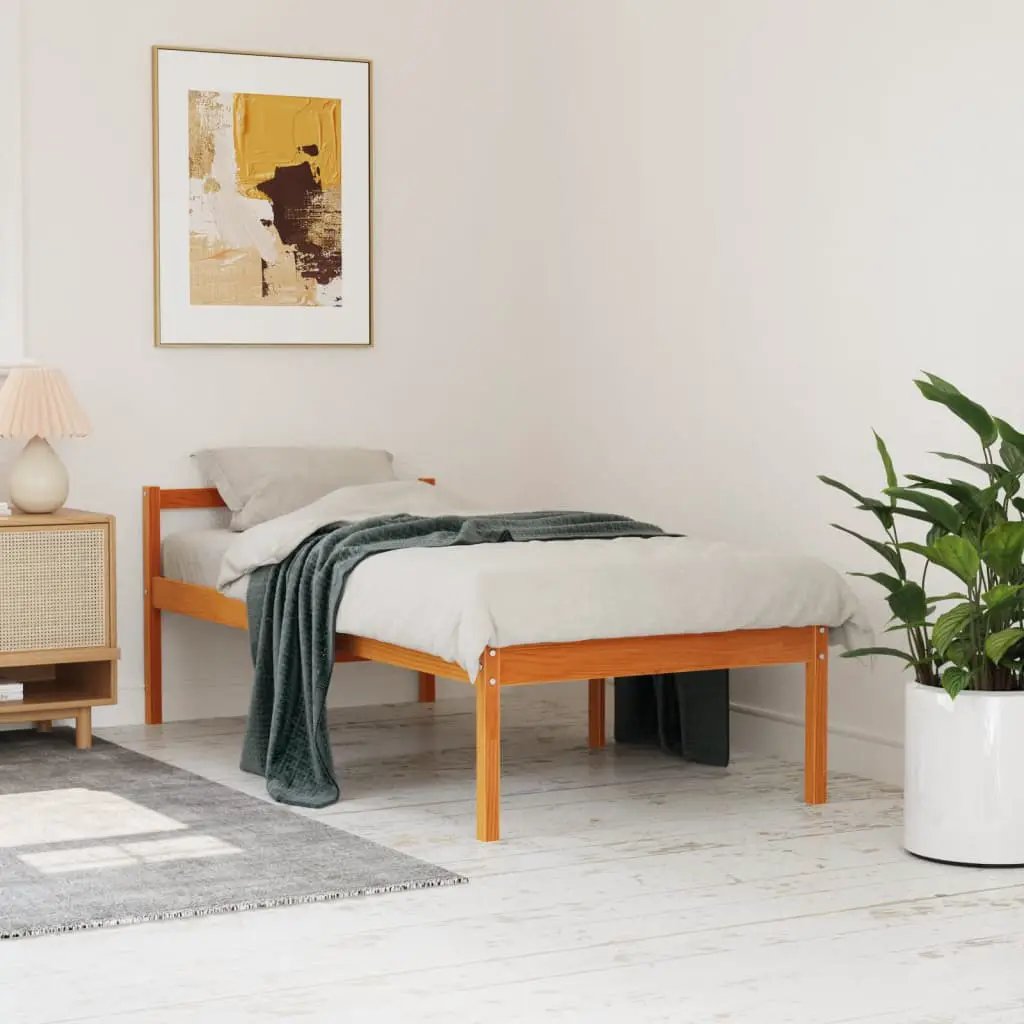 vidaXL vidaXL Senior Bed without Mattress Wax Brown 75x190 cm Small Single Solid Wood Pine - Bed Frames