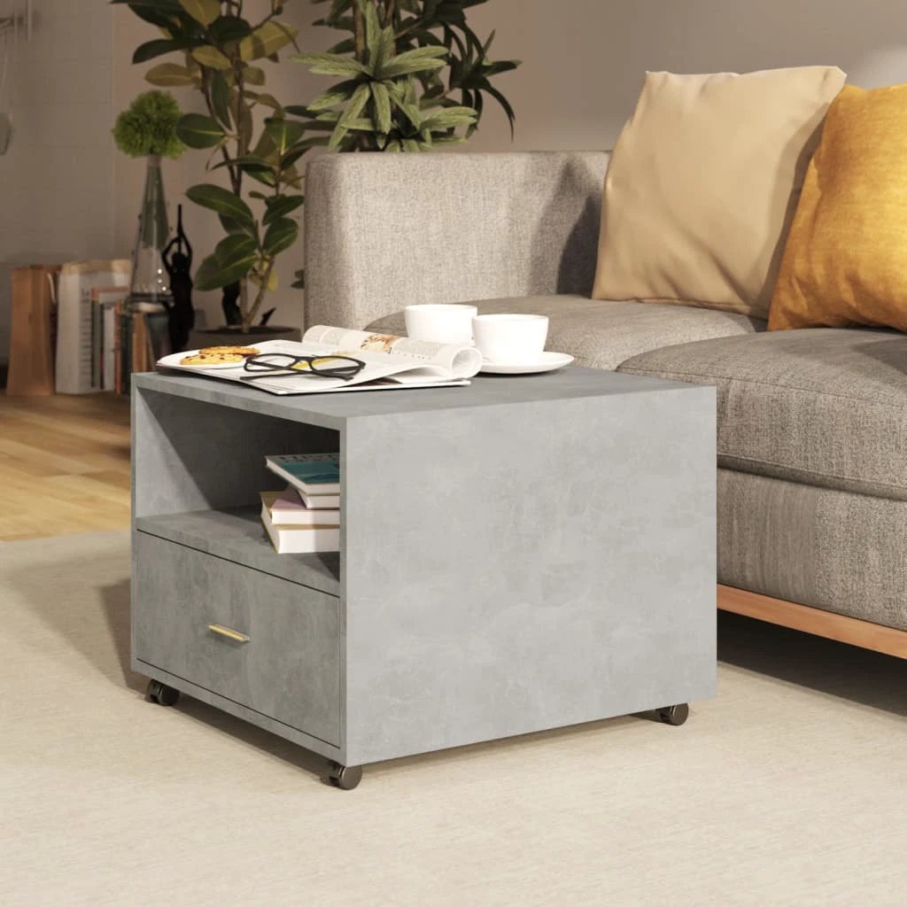 VidaXL Coffee Table 55x55x45cm Engineered Wood With Storage Drawer On Wheels For Living Room by vidaXL