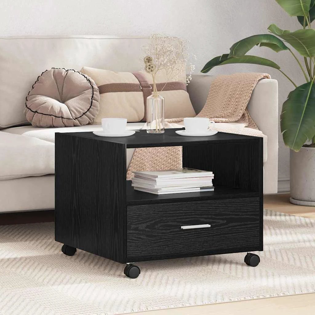 VidaXL Coffee Table 55x55x45cm Engineered Wood With Storage Drawer On Wheels For Living Room by vidaXL