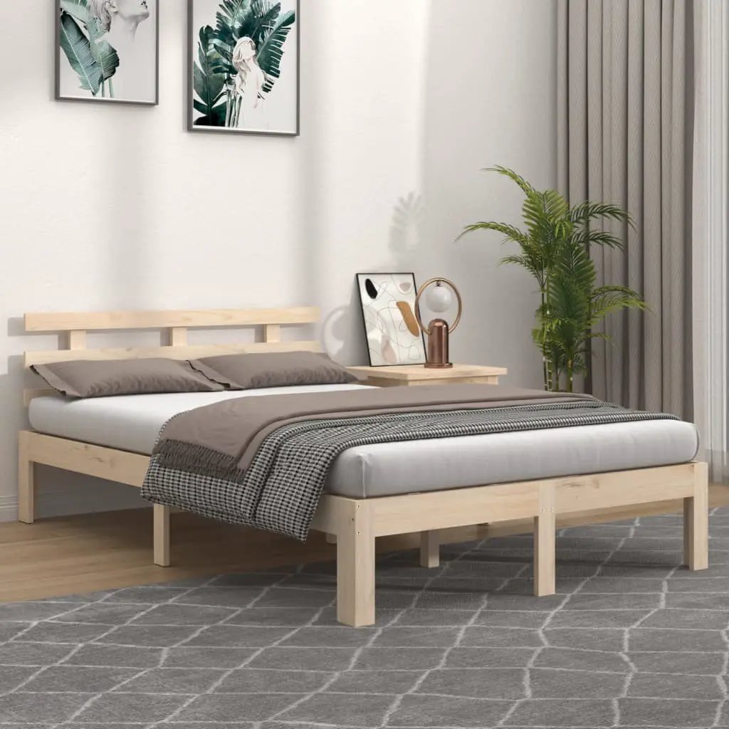 vidaXL vidaXL Bed Frame Wax Brown 203.5 x 205.5 x 69.5 cm Solid Wood Pine - Bed Frames