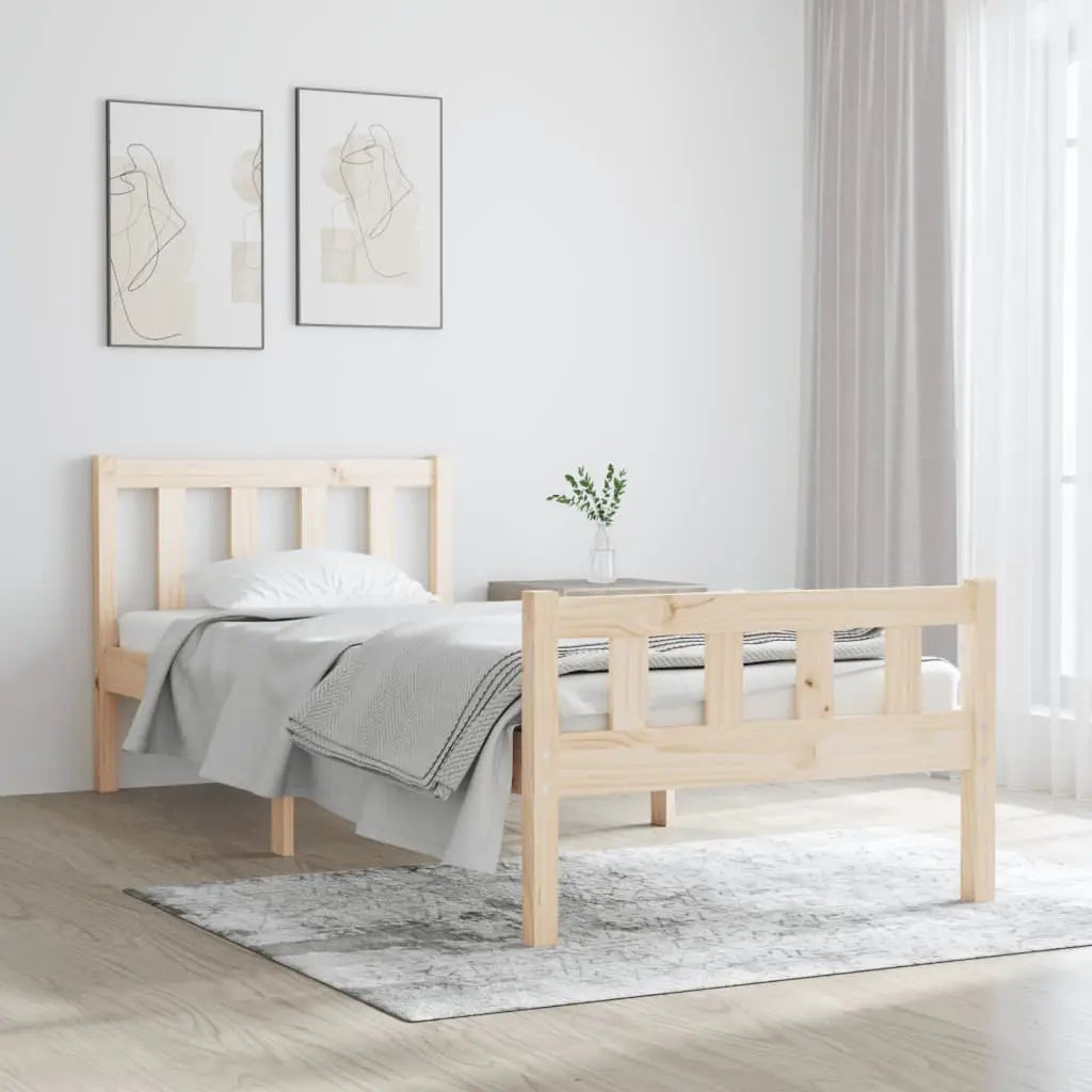 vidaXL vidaXL Bed Frame without Mattress Wax Brown 75x190 cm Small Single Solid Wood Pine - Bed Frames