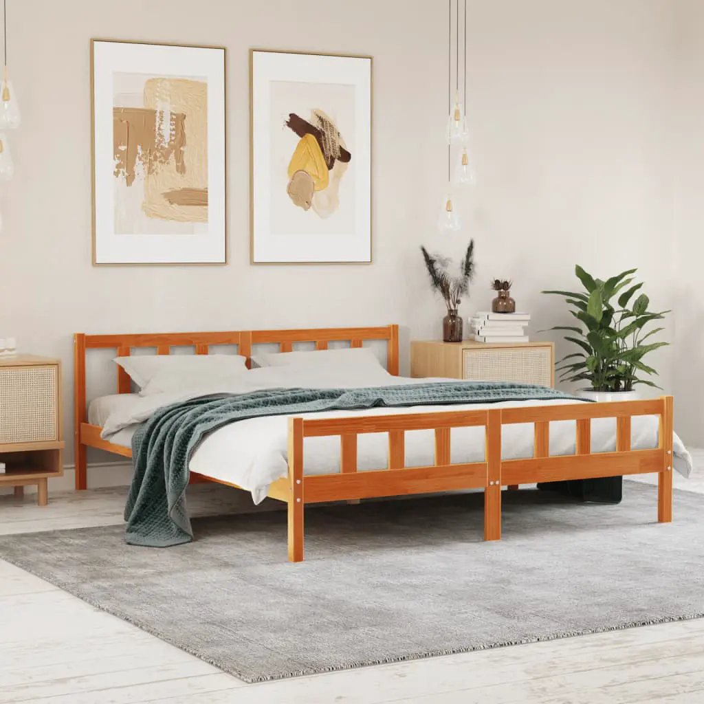 vidaXL vidaXL Bed Frame without Mattress Wax Brown 75x190 cm Small Single Solid Wood Pine - Bed Frames