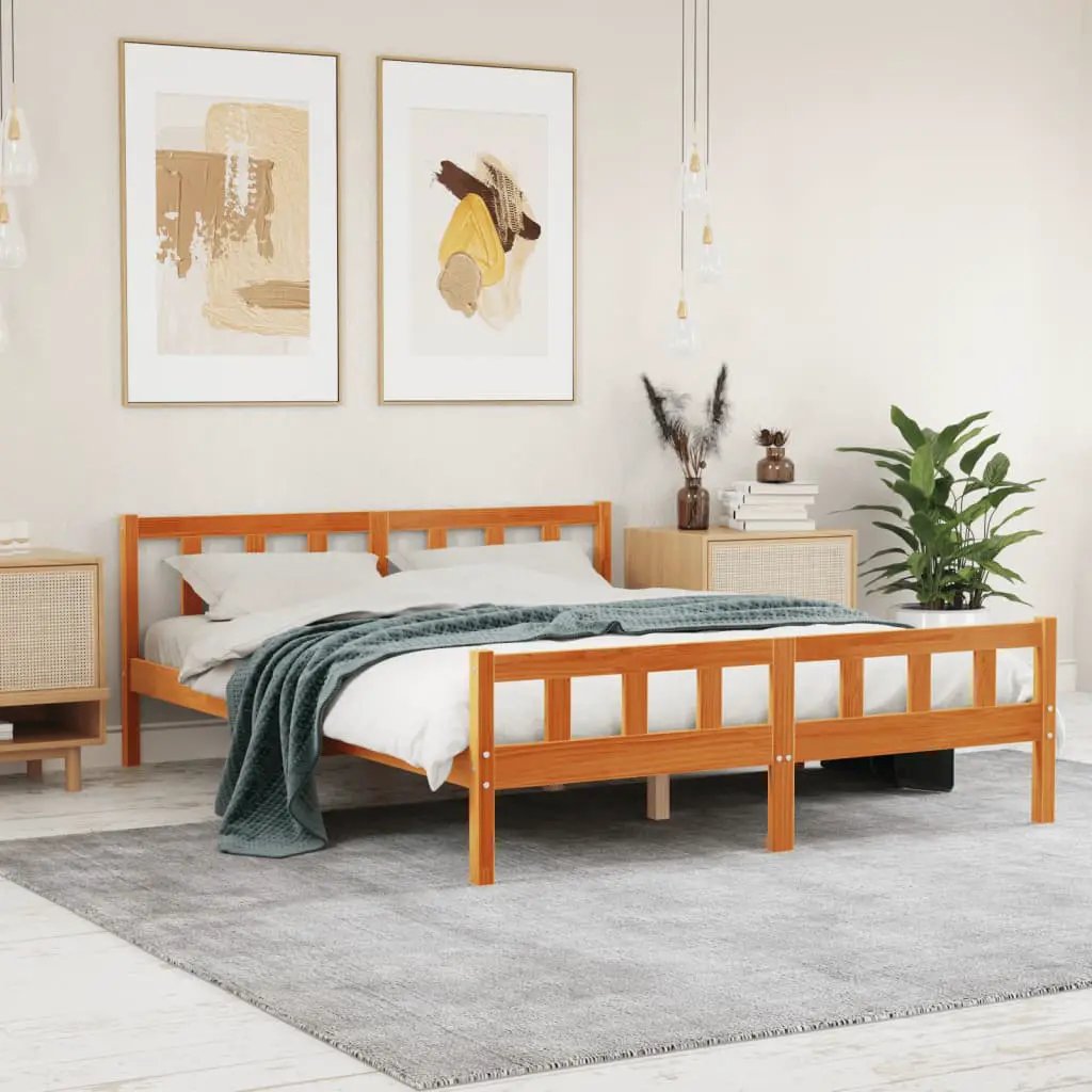 vidaXL vidaXL Bed Frame without Mattress Wax Brown 75x190 cm Small Single Solid Wood Pine - Bed Frames