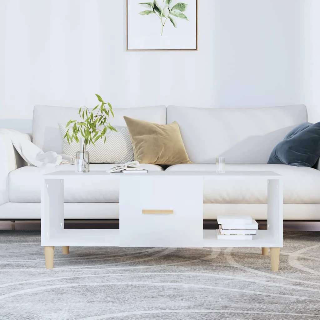 vidaXL VidaXL Coffee Table 102x50x40cm Smoked Oak Engineered Wood With Drawer And Shelf For Living Room Decor - Coffee Table