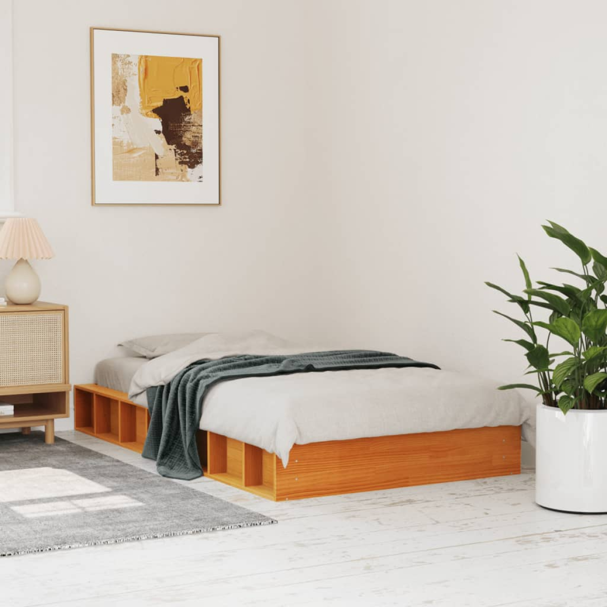 vidaXL Bed Frame without Mattress Wax Brown 160x200 cm Solid Wood Pine - from vidaXL