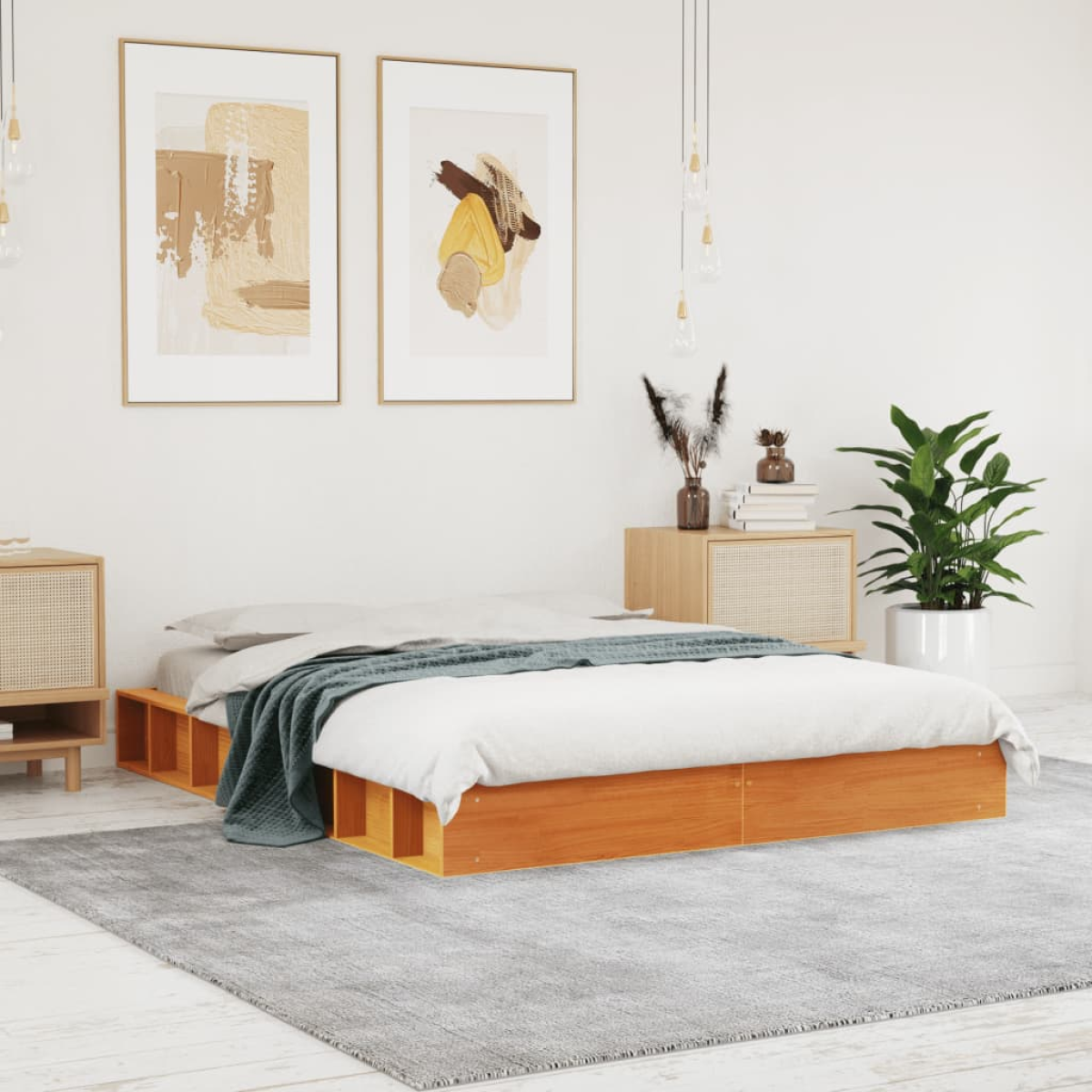 vidaXL Bed Frame without Mattress Wax Brown 160x200 cm Solid Wood Pine - from vidaXL