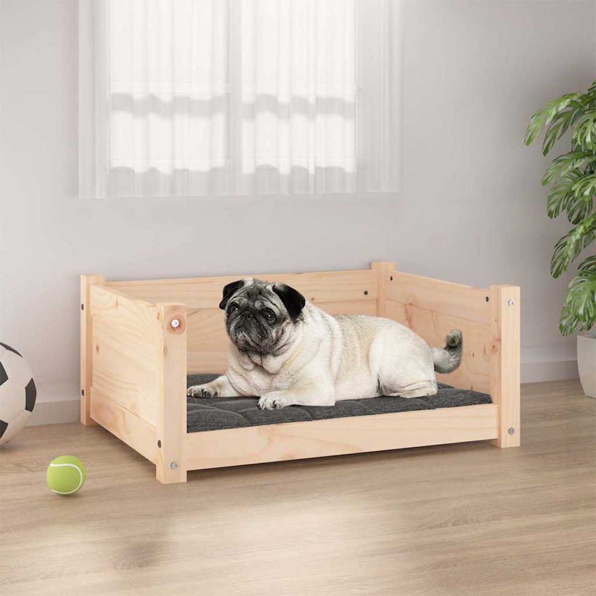 vidaXL Dog Bed Wax Brown 105.5x75.5x28 cm Solid Wood Pine - from vidaXL