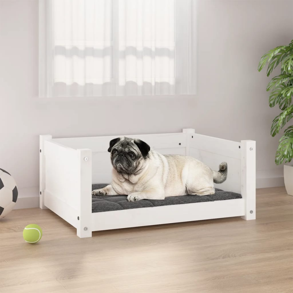 vidaXL Dog Bed Wax Brown 105.5x75.5x28 cm Solid Wood Pine - from vidaXL