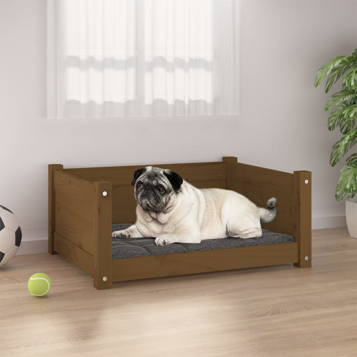 vidaXL Dog Bed Wax Brown 105.5x75.5x28 cm Solid Wood Pine - from vidaXL