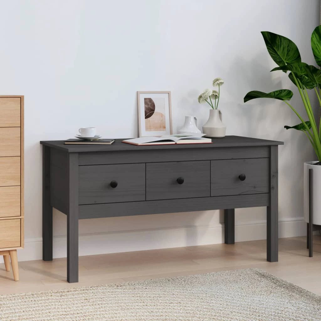 VidaXL Coffee Table 102x49x55 cm Solid Pine With Three Drawers For Living Room Home Decor by vidaXL