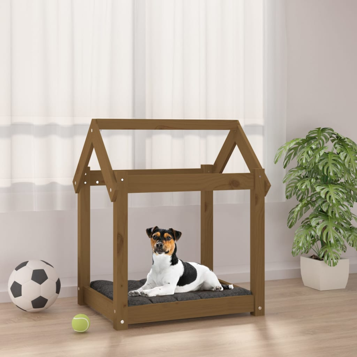 vidaXL Dog Bed | Grey | Solid Pine Wood | Small/Medium | Durable | Dog Bed - from vidaXL