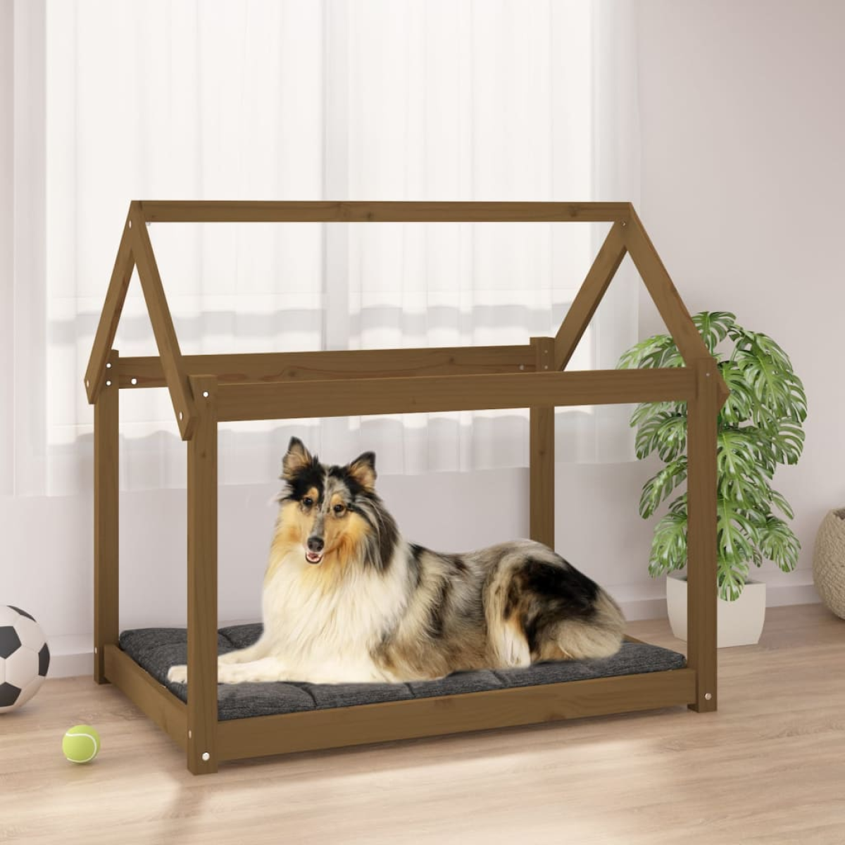 vidaXL Dog Bed | Grey | Solid Pine Wood | Small/Medium | Durable | Dog Bed - from vidaXL