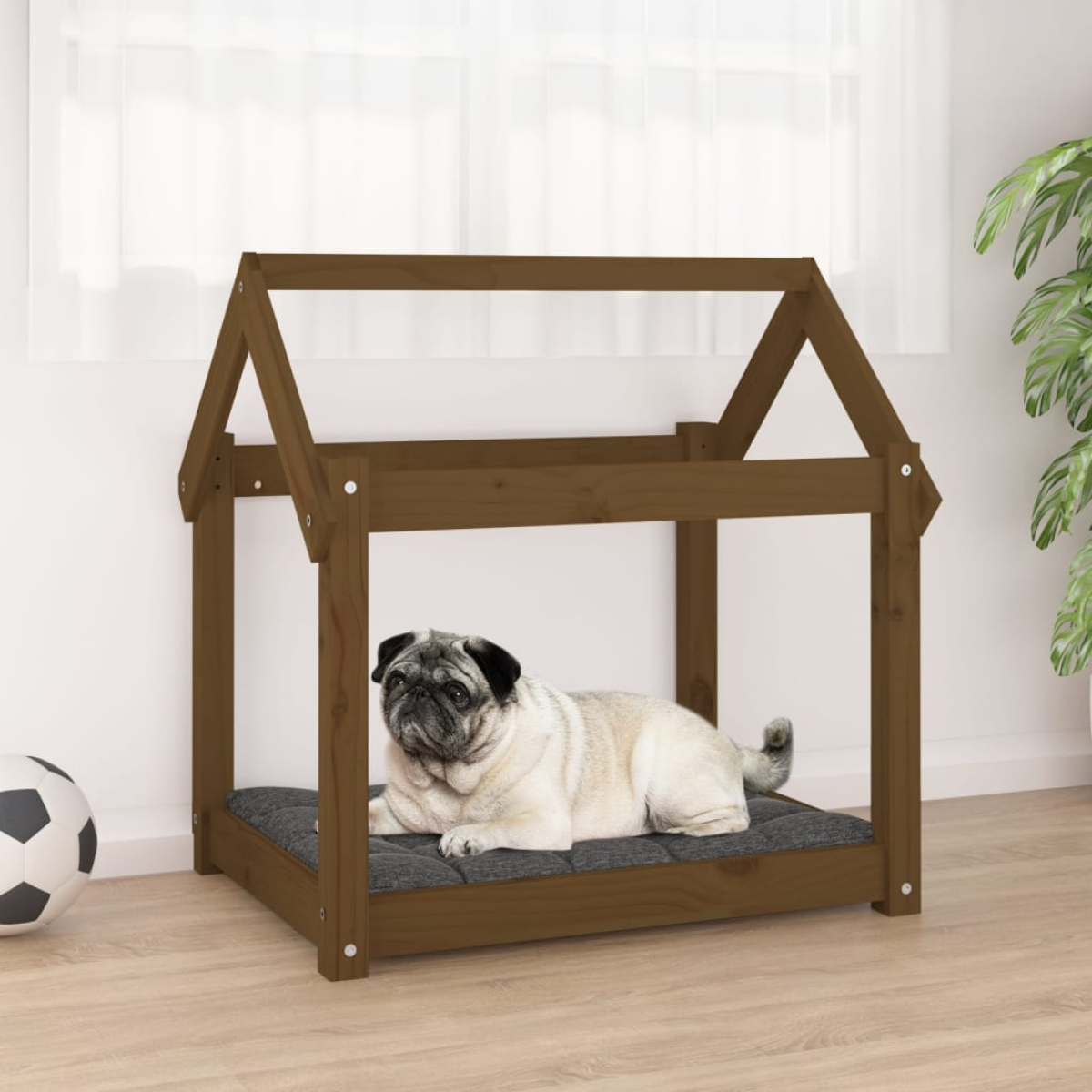 vidaXL Dog Bed | Grey | Solid Pine Wood | Small/Medium | Durable | Dog Bed - from vidaXL
