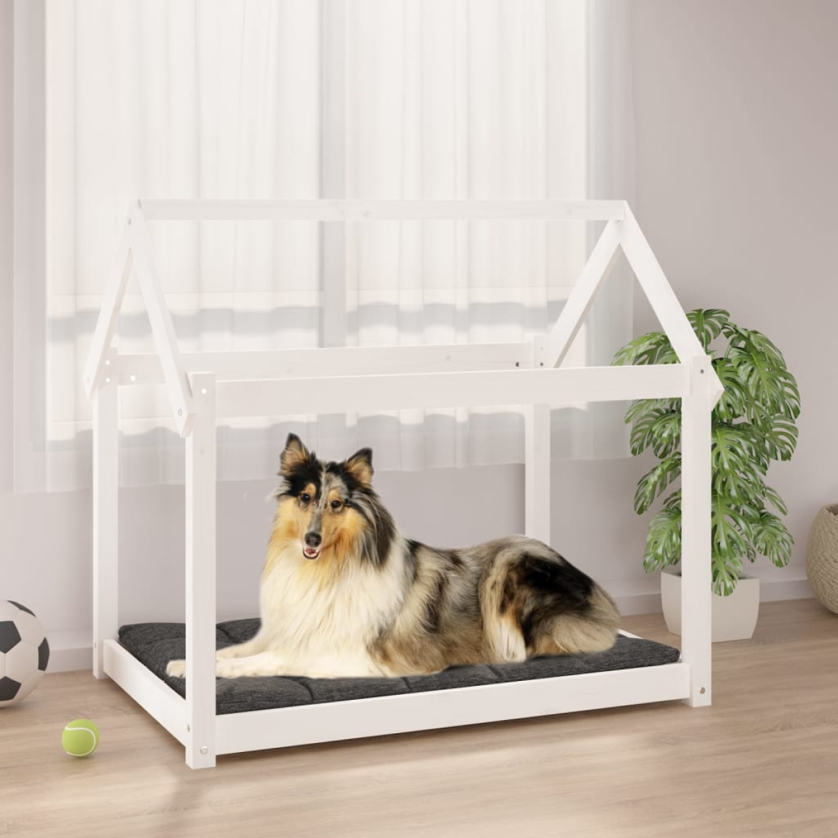 vidaXL Dog Bed | Grey | Solid Pine Wood | Small/Medium | Durable | Dog Bed - from vidaXL