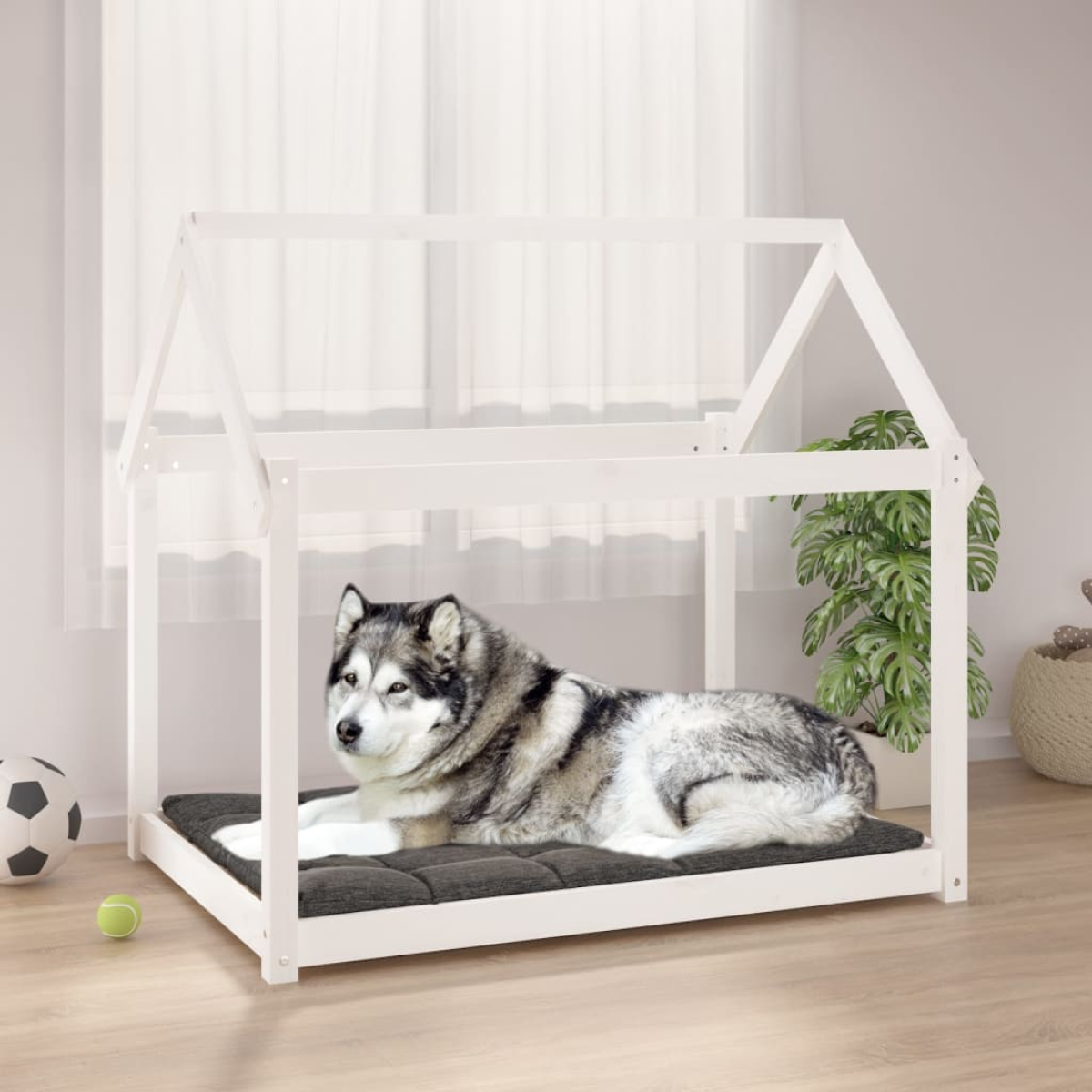 vidaXL Dog Bed | Grey | Solid Pine Wood | Small/Medium | Durable | Dog Bed - from vidaXL