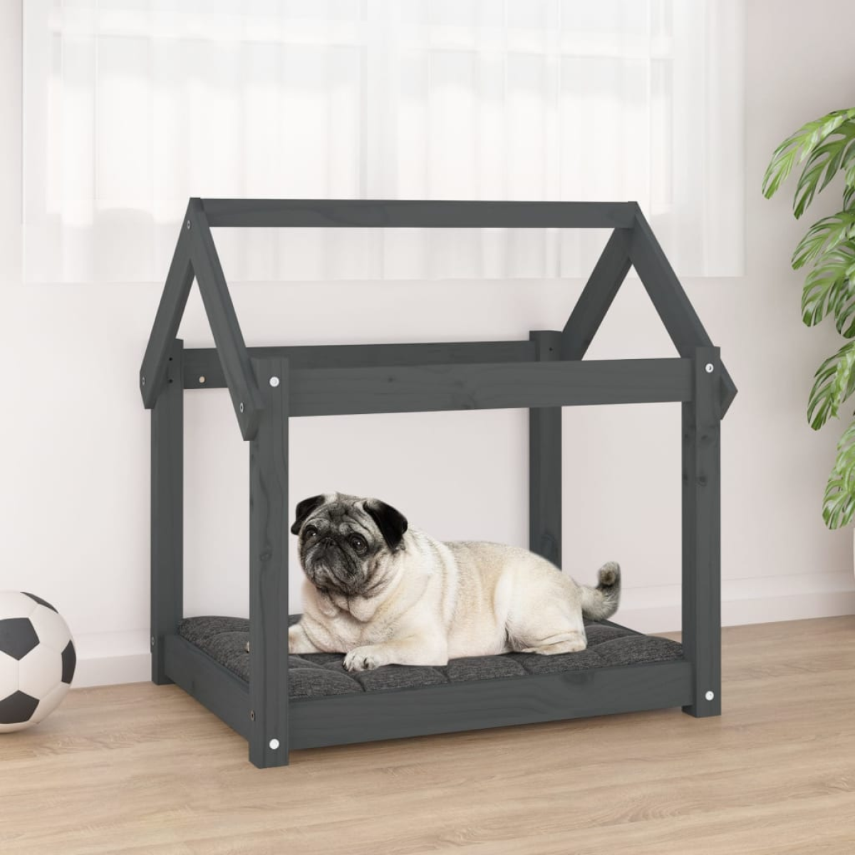 vidaXL Dog Bed | Grey | Solid Pine Wood | Small/Medium | Durable | Dog Bed - from vidaXL