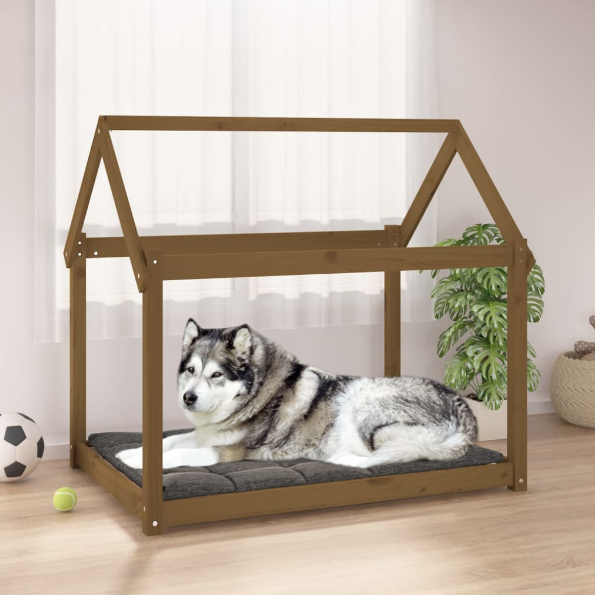 vidaXL Dog Bed | Grey | Solid Pine Wood | Small/Medium | Durable | Dog Bed - from vidaXL