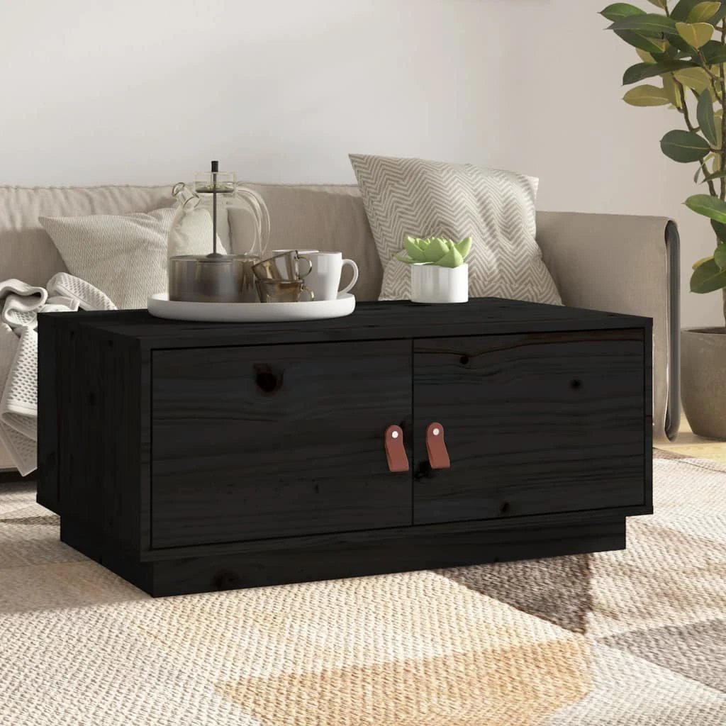 vidaXL VidaXL Coffee Table 80x50x35 Cm Solid Pine Storage Doors Living Room Decor For Modern Homes - Coffee Table