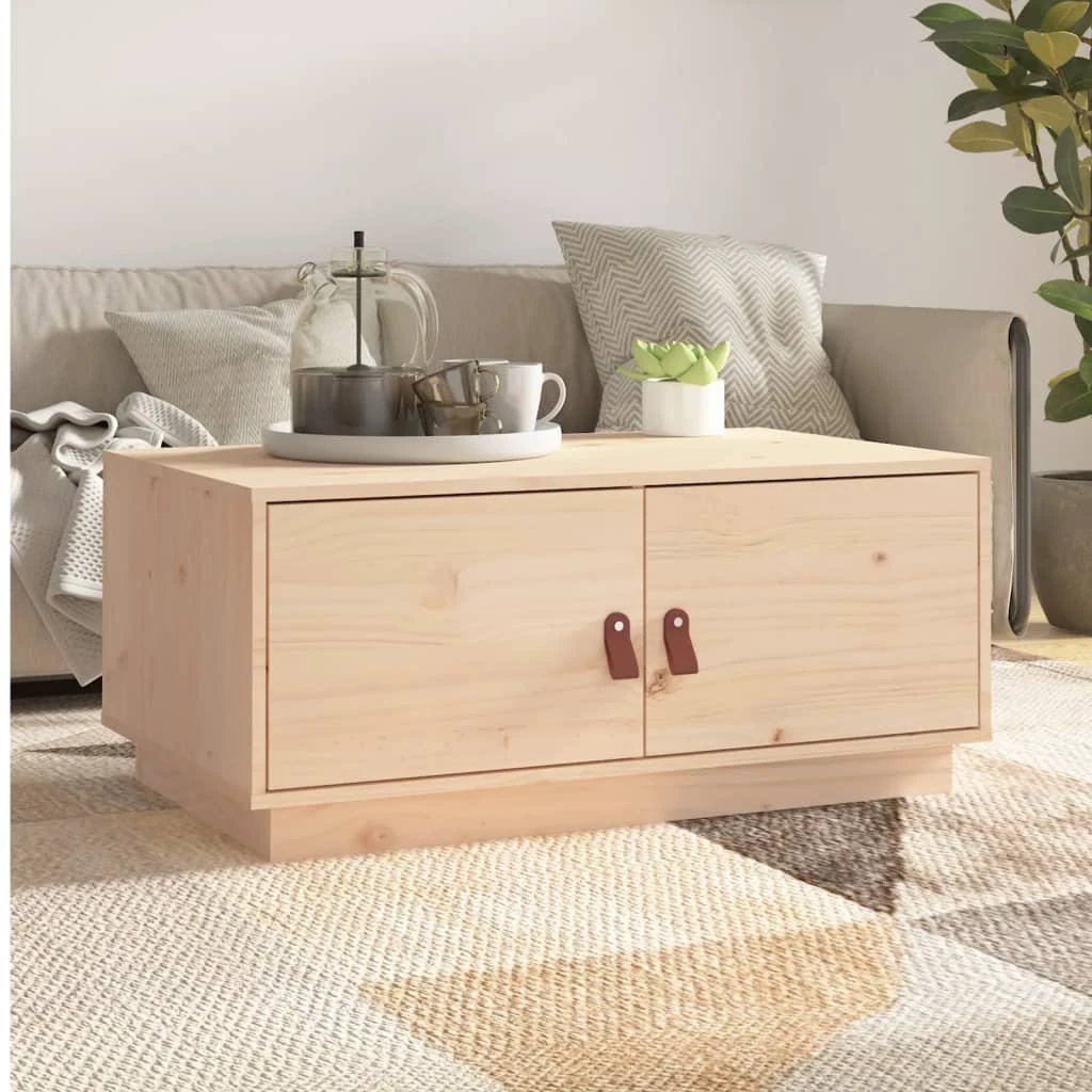 vidaXL VidaXL Coffee Table 80x50x35 Cm Solid Pine Storage Doors Living Room Decor For Modern Homes - Coffee Table