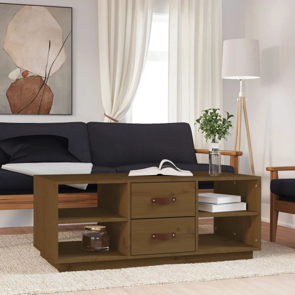 VidaXL Coffee Table 100x50x41 cm Solid Pine Wood Rustic Finish Living Room And Family Room by vidaXL