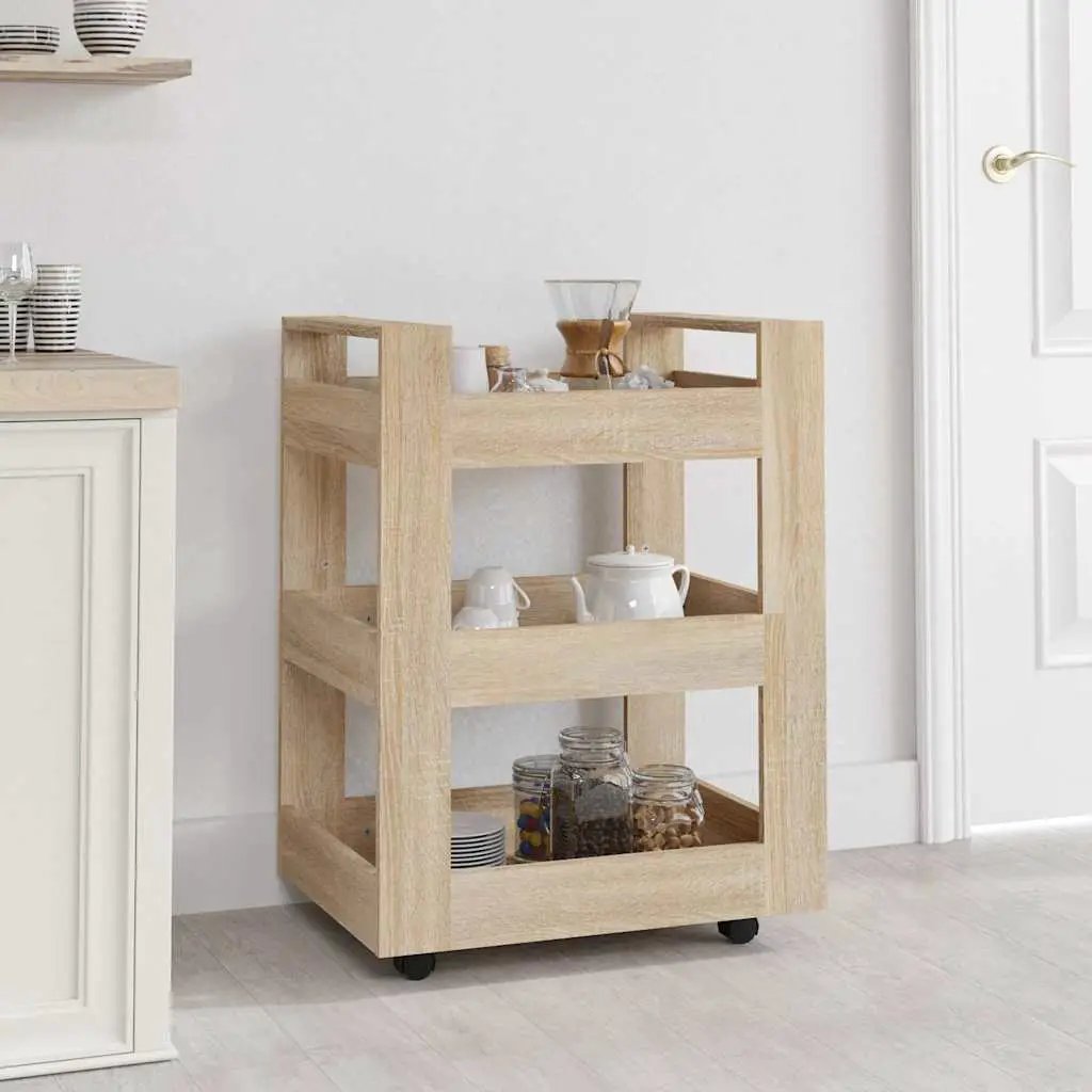vidaXL Kitchen Trolley White 60x45x80 cm Engineered Wood - from vidaXL