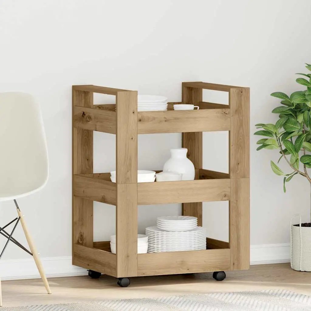 vidaXL Kitchen Trolley White 60x45x80 cm Engineered Wood - from vidaXL