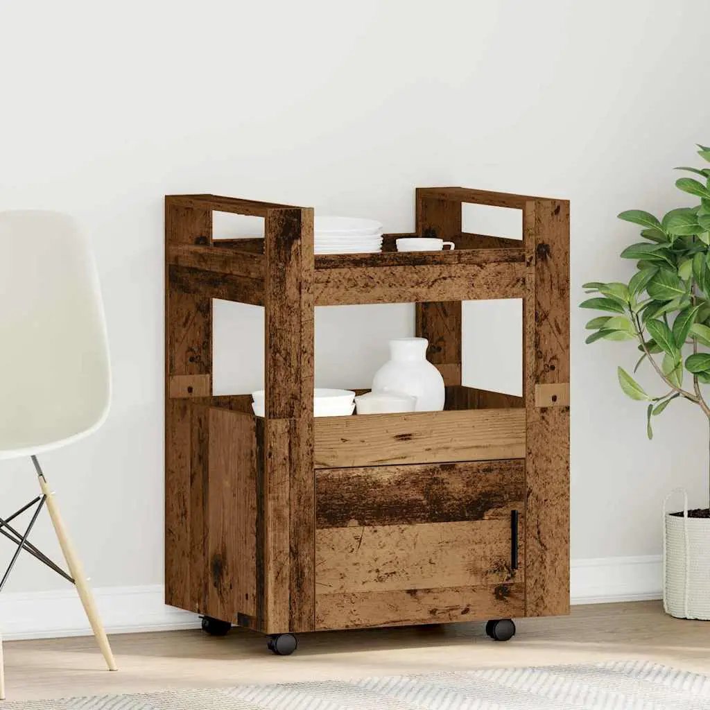 vidaXL Kitchen Trolley White 60x45x80 cm Engineered Wood - from vidaXL