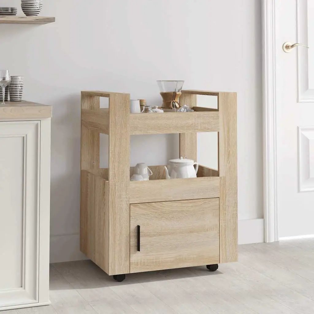 vidaXL Kitchen Trolley White 60x45x80 cm Engineered Wood - from vidaXL