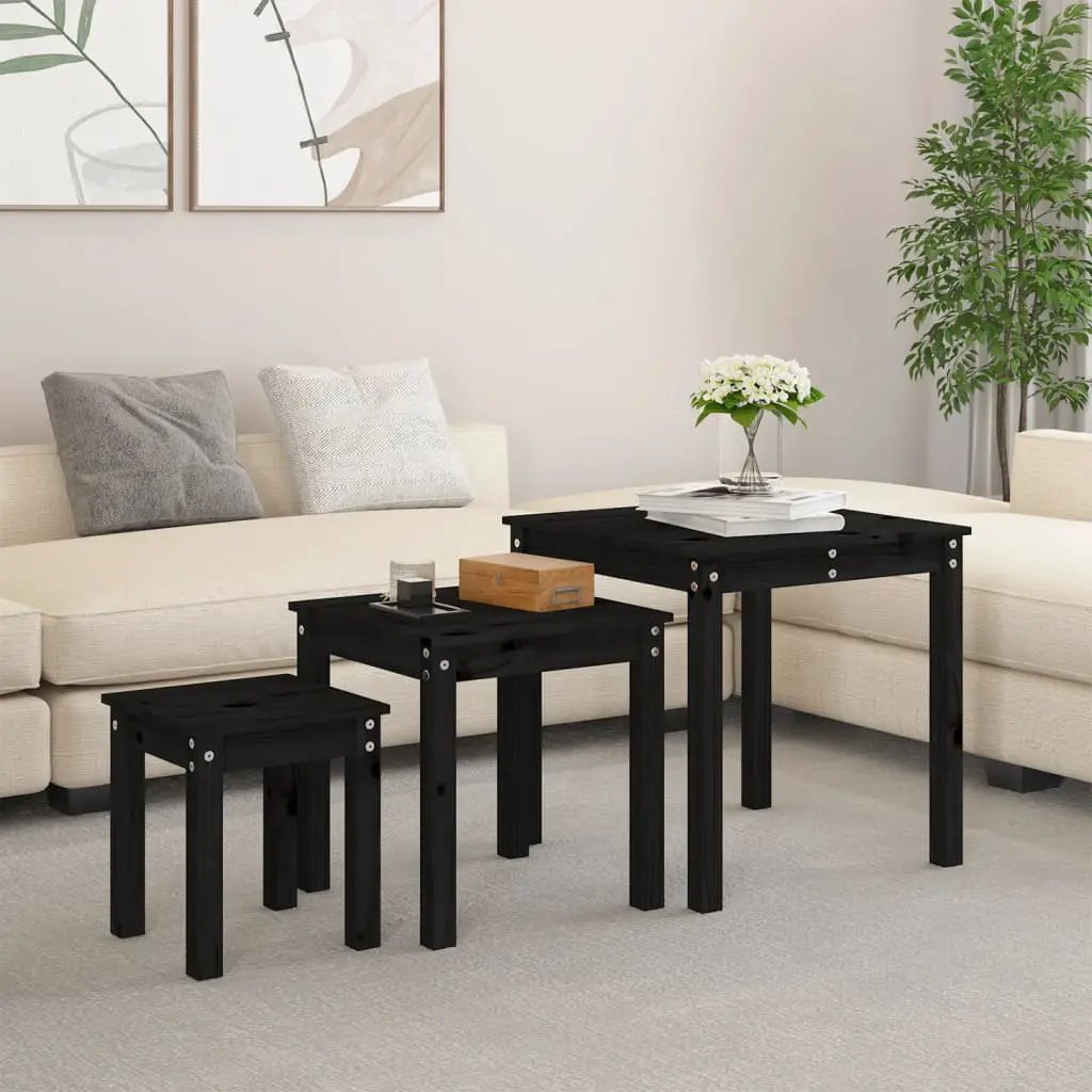 vidaXL vidaXL Nesting Tables 3 pcs Solid Wood Pine - Nest of Tables